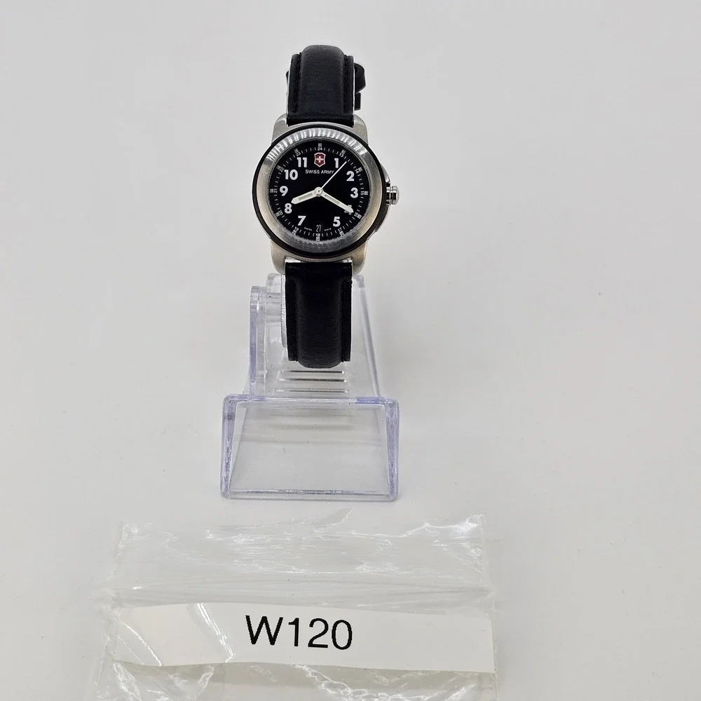 Victorinox Women's Watch 28MM Black Dial Black Leather Bands NEW Battery READ